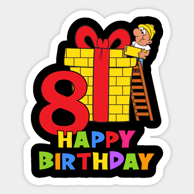 8th Birthday Party 8 Year Old Eight Years Sticker by KidsBirthdayPartyShirts